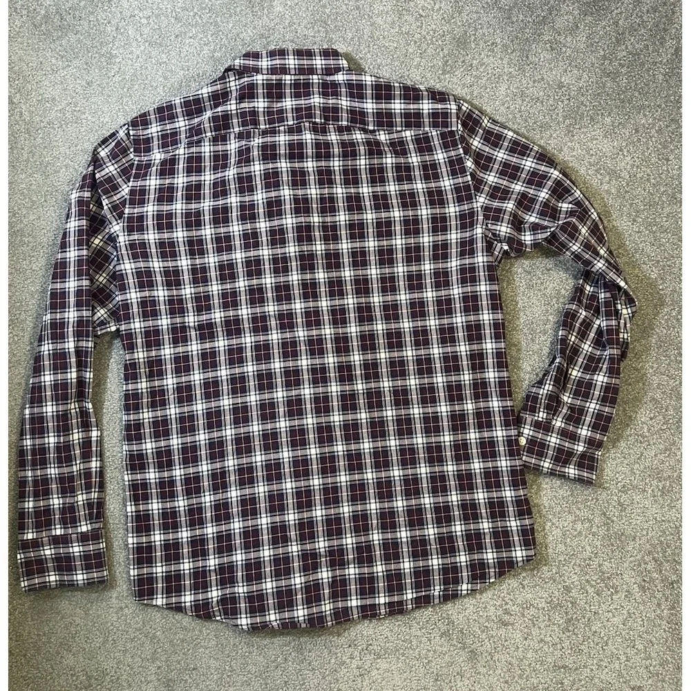 Banana Republic Maroon And Blue Plaid Stretch Standard Fit‎ Button Shirt Size M